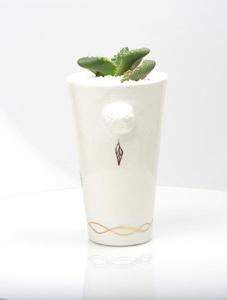 Vase : White with Seahorse theme : Succulent 2