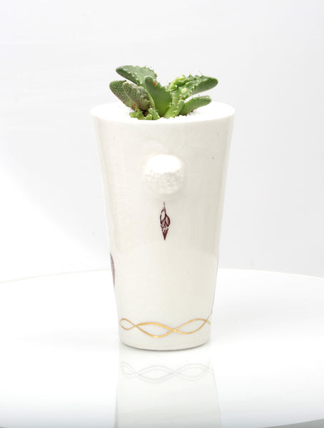 Vase : White with Seahorse theme : Succulent 2