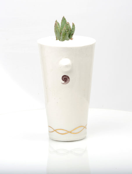 Vase : White with Seahorse theme : Succulent 3