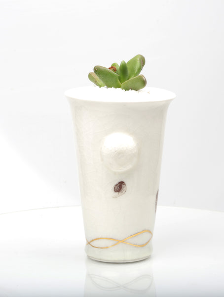 Vase : White with Seahorse theme : Succulent 4