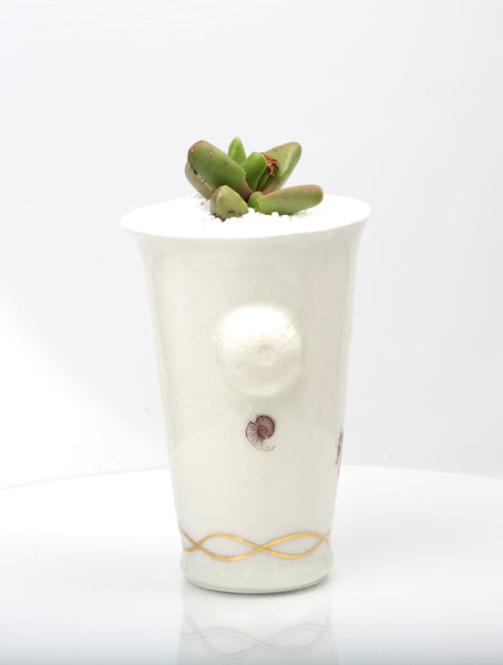 Vase : White with Seahorse theme : Succulent 4
