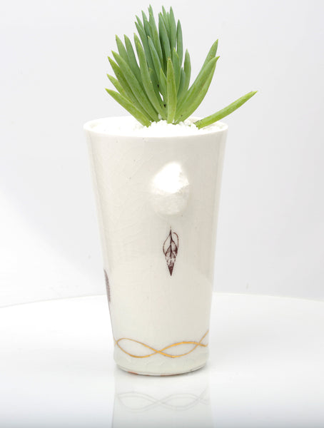 Vase : White with Seahorse theme : Succulent 5