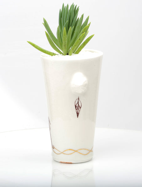 Vase : White with Seahorse theme : Succulent 5