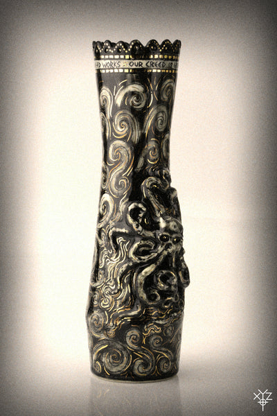 Vase : Poetry in Pottery : Our Creed is Greed