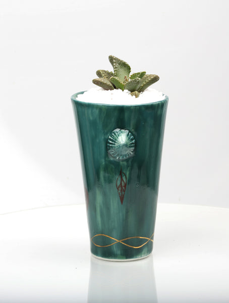 Vase : Jade with Seahorse theme : Succulent 1